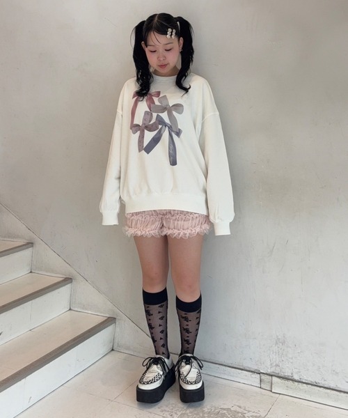 Candy Stripper（キャンディストリッパー）の「RIBBON PRINT スウェット（スウェット・レディース・ネイビー/オフホワイト/ヘザーグレー/ピンク・FREE）」の17枚目の写真