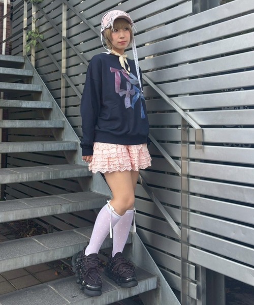 Candy Stripper（キャンディストリッパー）の「RIBBON PRINT スウェット（スウェット・レディース・ネイビー/オフホワイト/ヘザーグレー/ピンク・FREE）」の20枚目の写真