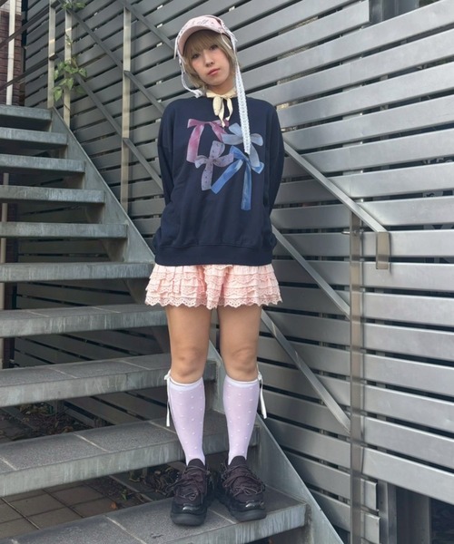 Candy Stripper（キャンディストリッパー）の「RIBBON PRINT スウェット（スウェット・レディース・ネイビー/オフホワイト/ヘザーグレー/ピンク・FREE）」の18枚目の写真