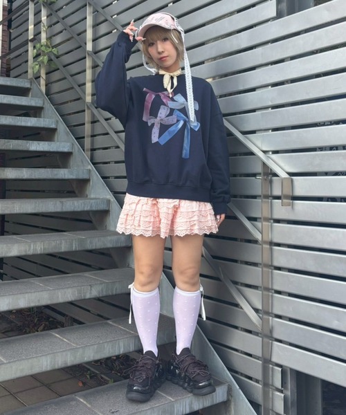 Candy Stripper（キャンディストリッパー）の「RIBBON PRINT スウェット（スウェット・レディース・ネイビー/オフホワイト/ヘザーグレー/ピンク・FREE）」の19枚目の写真