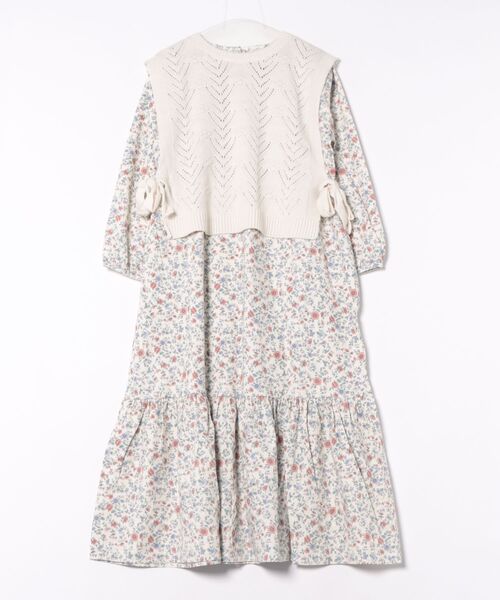 プティマイン　プティマインリアン　リンクワンピース リンク】ベストつきティアードワンピース（ワンピース）｜petit