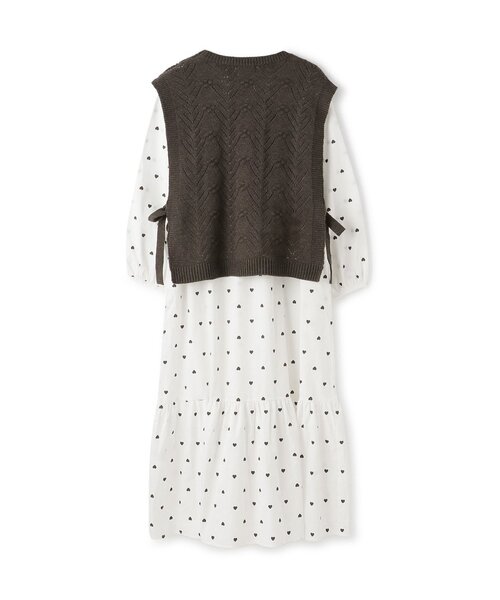 petit main LIEN(プティマインリアン)の「【リンク】ベストつきティアードワンピース(ワンピース・レディース・アイボリー/ブラウン・F)」の3枚目の写真