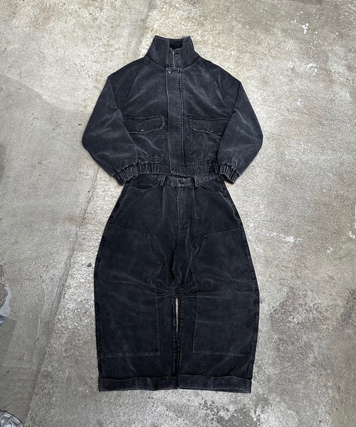 MandO(Auntie Rosa)(エムオー)の「コーデュロイダブルニーバギーパンツ/セットアップ着用可能(デニムパンツ・メンズ・ダークブラック/ブラック・SMALL/MEDIUM/LARGE)」の4枚目の写真