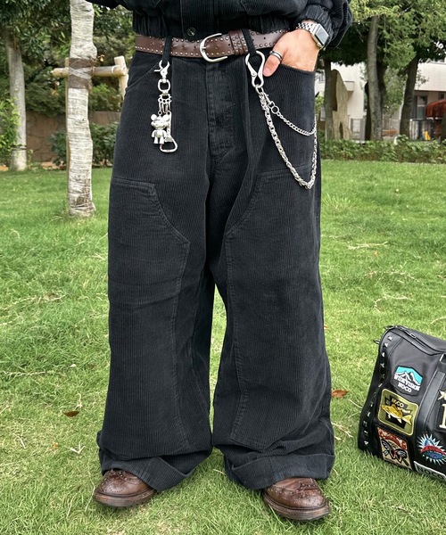 コーデュロイダブルニーバギーパンツ/セットアップ着用可能（デニム
