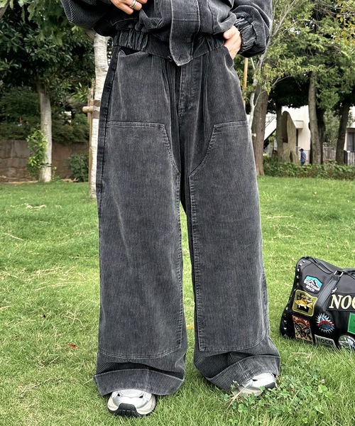 MandO(Auntie Rosa)(エムオー)の「コーデュロイダブルニーバギーパンツ/セットアップ着用可能(デニムパンツ・メンズ・ダークブラック/ブラック・SMALL/MEDIUM/LARGE)」の13枚目の写真