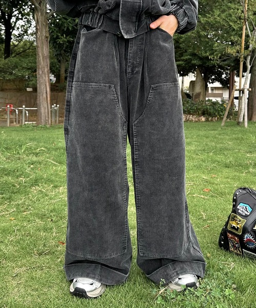 MandO(Auntie Rosa)(エムオー)の「コーデュロイダブルニーバギーパンツ/セットアップ着用可能(デニムパンツ・メンズ・ダークブラック/ブラック・SMALL/MEDIUM/LARGE)」の14枚目の写真