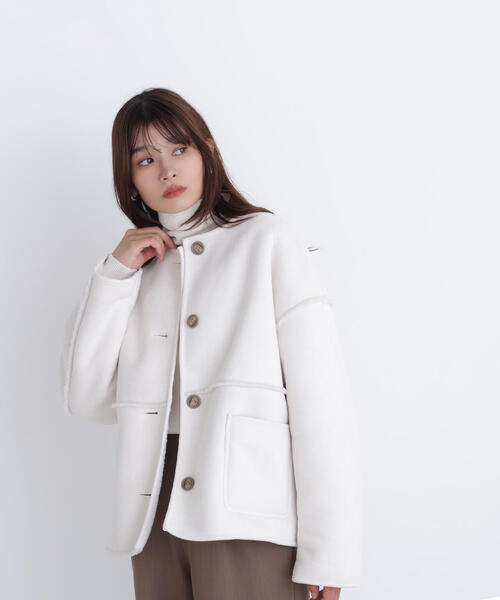 NATURAL BEAUTY BASIC(ナチュラルビューティーベーシック)の「◇リバーシブルフェイクスエードコート(その他アウター・レディース・ブラウン/オフホワイト・FREE)」の5枚目の写真