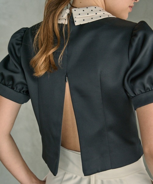 ERADIE(エラディエ)の「Satin Bow Neck Top サテンボータイリボントップ(シャツ/ブラウス・レディース・アイボリー/ブラック・FREE)」の12枚目の写真