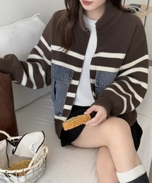 Diosfront（ディオスフロント）の「デニムドッキングボーダーニットジャケット（その他アウター）」