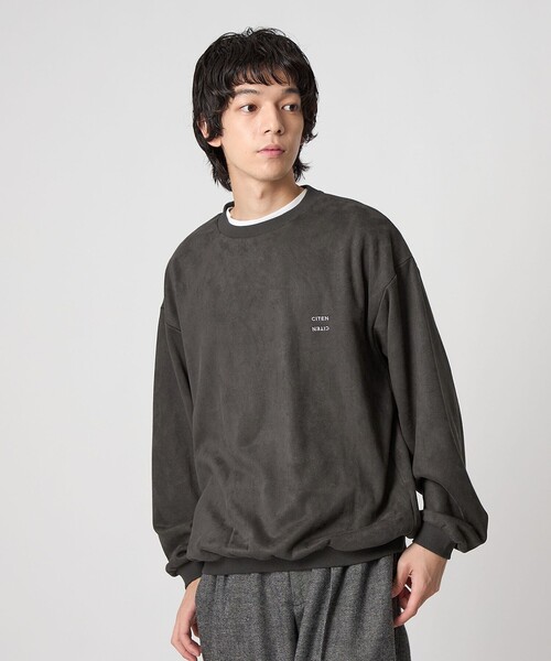 CITEN（シテン）の「＜CITEN＞ブラッシュドフリースプルオーバー（Tシャツ/カットソー・メンズ・ダークグレー/ナチュラル・L/S/M）」の3枚目の写真