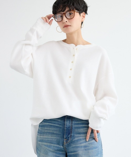 BARNYARDSTORM（バンヤードストーム）の「BARNYARDSTORM / ワッフル2WAYプルオーバー / マシンウォッシャブル（Tシャツ/カットソー・レディース・ベージュ/ホワイト・FREE）」の2枚目の写真