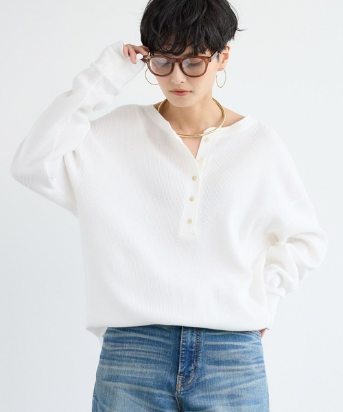 BARNYARDSTORM（バンヤードストーム）の「BARNYARDSTORM / ワッフル2WAYプルオーバー / マシンウォッシャブル（Tシャツ/カットソー・レディース・ベージュ/ホワイト・FREE）」の5枚目の写真