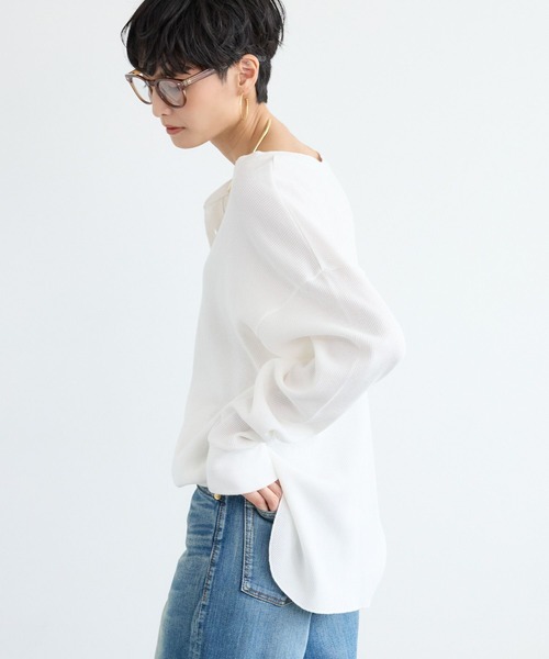 BARNYARDSTORM（バンヤードストーム）の「BARNYARDSTORM / ワッフル2WAYプルオーバー / マシンウォッシャブル（Tシャツ/カットソー・レディース・ベージュ/ホワイト・FREE）」の6枚目の写真