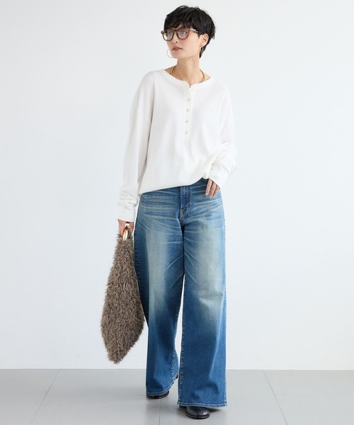 BARNYARDSTORM（バンヤードストーム）の「BARNYARDSTORM / ワッフル2WAYプルオーバー / マシンウォッシャブル（Tシャツ/カットソー・レディース・ベージュ/ホワイト・FREE）」の11枚目の写真