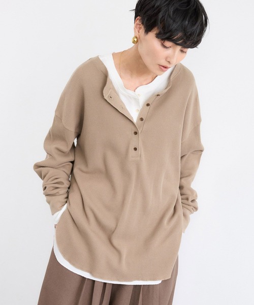 BARNYARDSTORM（バンヤードストーム）の「BARNYARDSTORM / ワッフル2WAYプルオーバー / マシンウォッシャブル（Tシャツ/カットソー・レディース・ベージュ/ホワイト・FREE）」の16枚目の写真