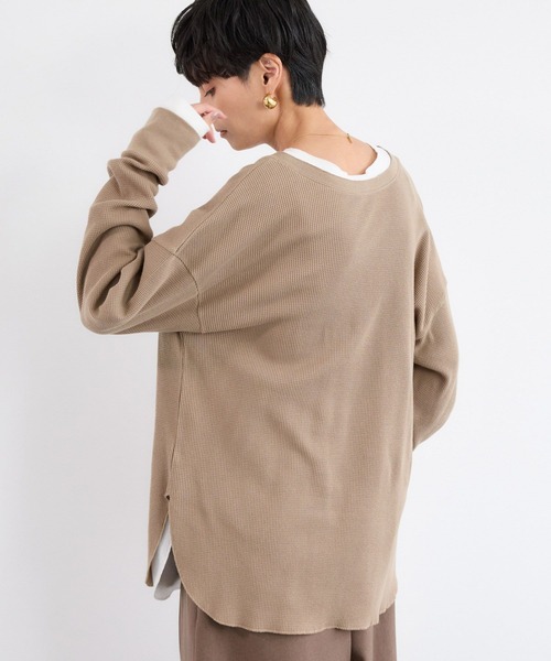 BARNYARDSTORM（バンヤードストーム）の「BARNYARDSTORM / ワッフル2WAYプルオーバー / マシンウォッシャブル（Tシャツ/カットソー・レディース・ベージュ/ホワイト・FREE）」の18枚目の写真