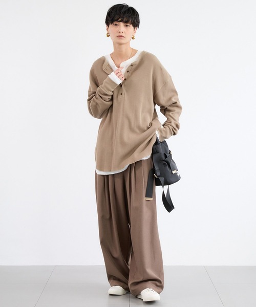 BARNYARDSTORM（バンヤードストーム）の「BARNYARDSTORM / ワッフル2WAYプルオーバー / マシンウォッシャブル（Tシャツ/カットソー・レディース・ベージュ/ホワイト・FREE）」の20枚目の写真