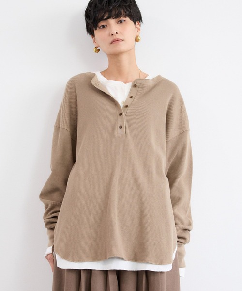 BARNYARDSTORM（バンヤードストーム）の「BARNYARDSTORM / ワッフル2WAYプルオーバー / マシンウォッシャブル（Tシャツ/カットソー・レディース・ベージュ/ホワイト・FREE）」の14枚目の写真