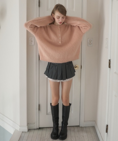 Birthday room(バースデイルーム)の「ウールタッチヘンリーPO/Wool Touch Henry PO(ニット/セーター・レディース・ピンク/ブラック・FREE)」の9枚目の写真