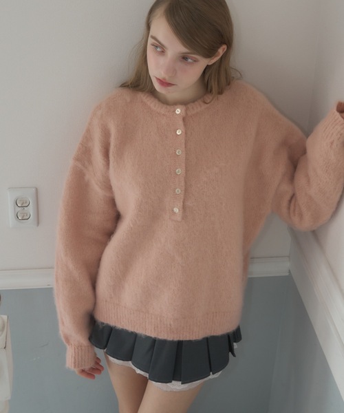 Birthday room(バースデイルーム)の「ウールタッチヘンリーPO/Wool Touch Henry PO(ニット/セーター・レディース・ピンク/ブラック・FREE)」の10枚目の写真