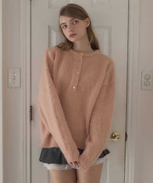 Birthday room(バースデイルーム)の「ウールタッチヘンリーPO/Wool Touch Henry PO(ニット/セーター・レディース・ピンク/ブラック・FREE)」の15枚目の写真