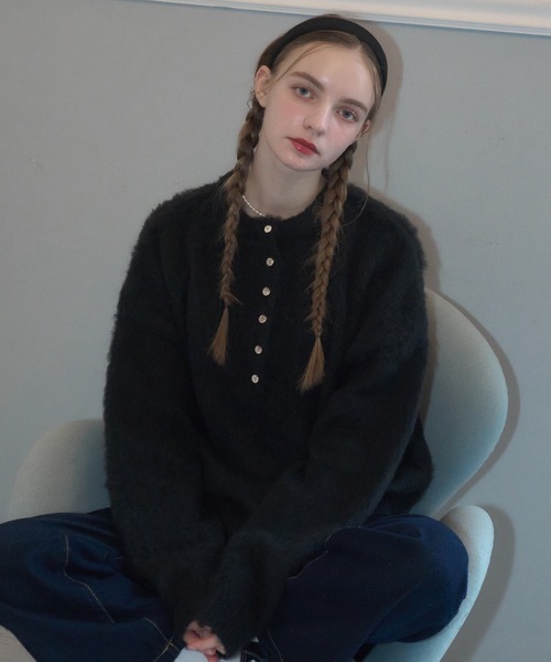 Birthday room(バースデイルーム)の「ウールタッチヘンリーPO/Wool Touch Henry PO(ニット/セーター・レディース・ピンク/ブラック・FREE)」の3枚目の写真