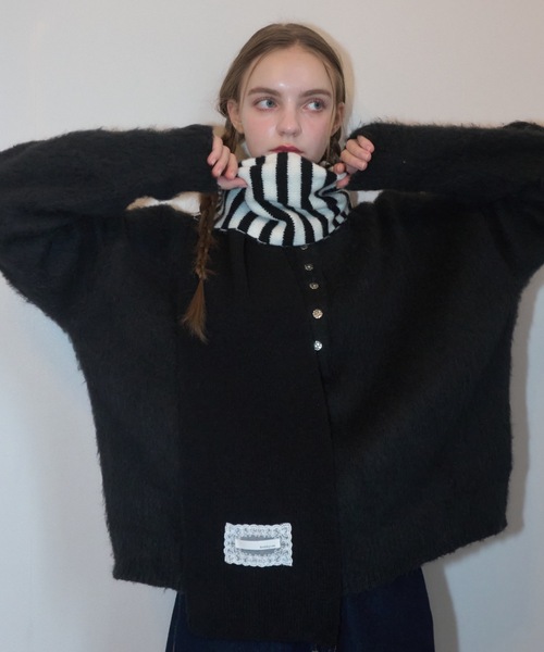 Birthday room(バースデイルーム)の「ウールタッチヘンリーPO/Wool Touch Henry PO(ニット/セーター・レディース・ピンク/ブラック・FREE)」の6枚目の写真