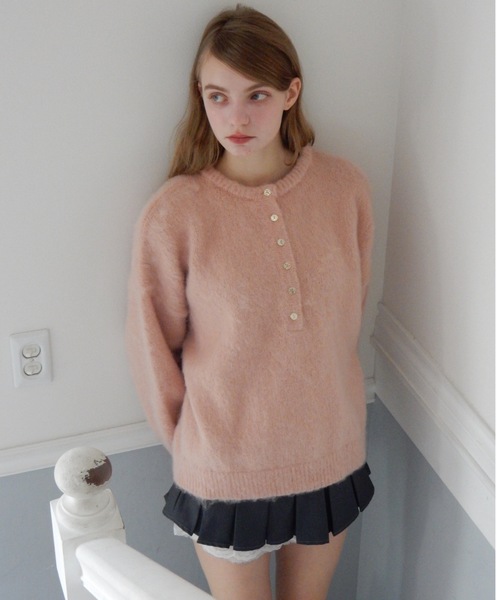 Birthday room(バースデイルーム)の「ウールタッチヘンリーPO/Wool Touch Henry PO(ニット/セーター・レディース・ピンク/ブラック・FREE)」の11枚目の写真