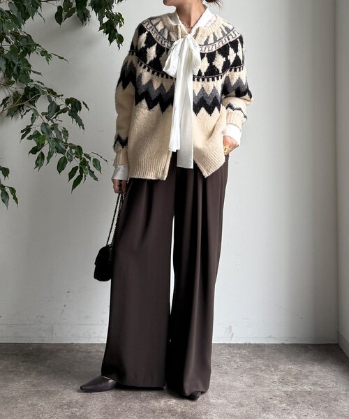 DouDou（ドゥドゥ）の「ノルディック柄ジップニットカーディガン（カーディガン/ボレロ・レディース・アイボリー/グレー・FREE）」の11枚目の写真