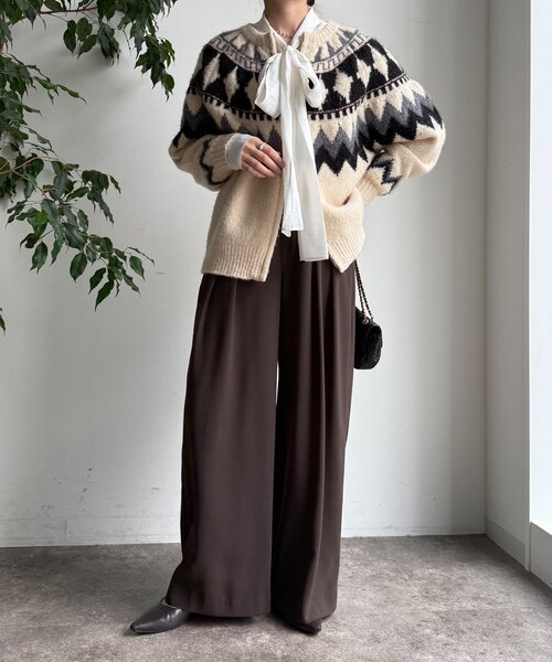 DouDou（ドゥドゥ）の「ノルディック柄ジップニットカーディガン（カーディガン/ボレロ・レディース・アイボリー/グレー・FREE）」の13枚目の写真