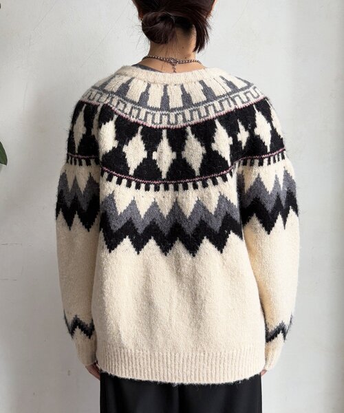 ノルディック柄ジップニットカーディガン（カーディガン/ボレロ