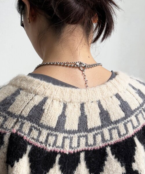 ノルディック柄ジップニットカーディガン（カーディガン/ボレロ