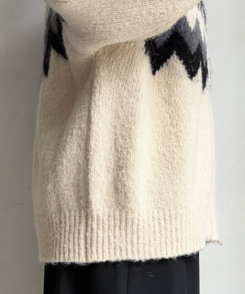 ノルディック柄ジップニットカーディガン（カーディガン/ボレロ