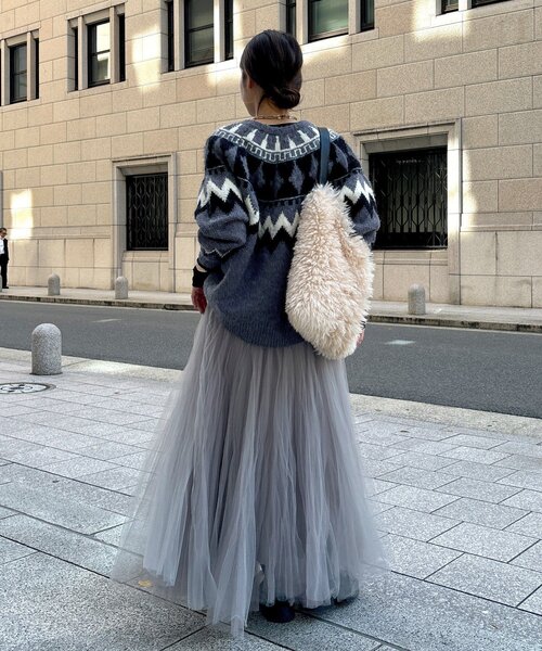 DouDou（ドゥドゥ）の「ノルディック柄ジップニットカーディガン（カーディガン/ボレロ・レディース・アイボリー/グレー・FREE）」の16枚目の写真