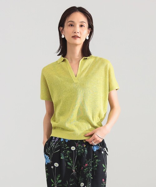 SLOANE(スローン)の「SLOANE / 10ゲージ スキッパー ハーフスリーブ ニット(ニット/セーター・レディース・イエロー/ブラック・2)」の2枚目の写真