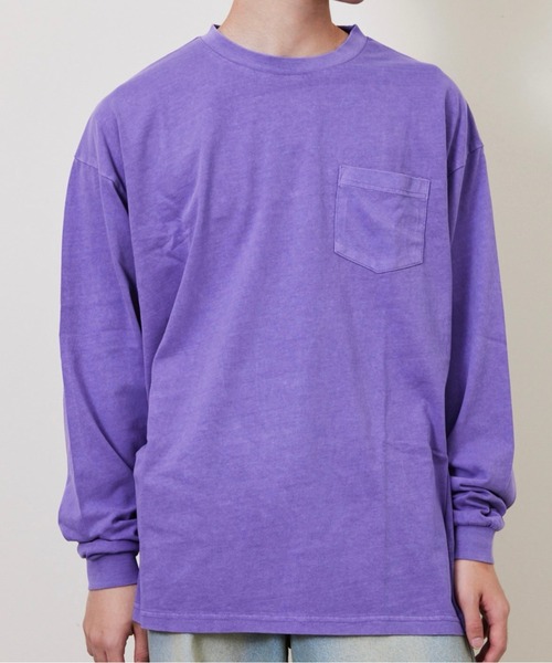 Fluffy BROTHERS(フラッフィーブラザーズ)の「ピグメント加工ロンT(大人サイズ)(Tシャツ/カットソー・メンズ・パープル/ダークブラウン・XL/L/M)」の12枚目の写真