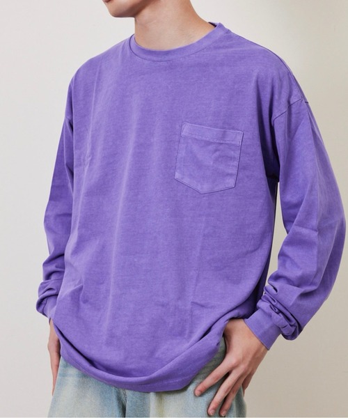 Fluffy BROTHERS(フラッフィーブラザーズ)の「ピグメント加工ロンT(大人サイズ)(Tシャツ/カットソー・メンズ・パープル/ダークブラウン・XL/L/M)」の13枚目の写真