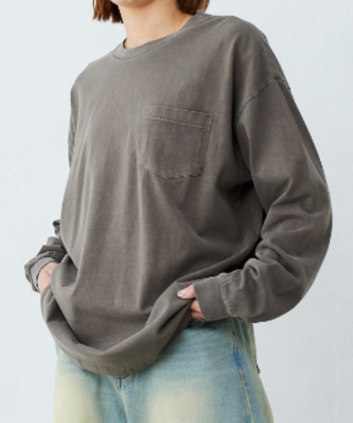 Fluffy BROTHERS(フラッフィーブラザーズ)の「ピグメント加工ロンT(大人サイズ)(Tシャツ/カットソー・メンズ・パープル/ダークブラウン・XL/L/M)」の14枚目の写真