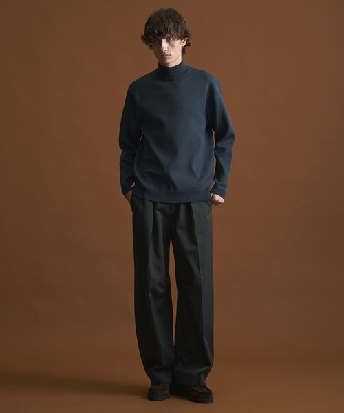 PUBLIC TOKYO(ネイビー) 【洗える】バウンドウールミラノリブハイネックニット/モックネック PUBLIC TOKYO(ネイビー) 【洗える】バウンドウールミラノリブ