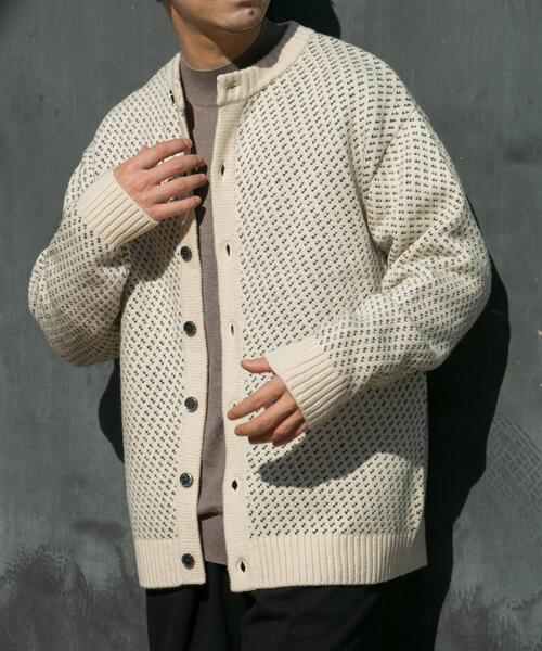 URBAN RESEARCH ROSSO MEN（アーバンリサーチロッソメン）の「『XLサイズあり』バーズアイ柄クルーニットカーディガン（カーディガン/ボレロ・メンズ・ネイビー/グレー/アイボリー/ブラック・SMALL/MEDIUM/LARGE/X-LARGE）」の5枚目の写真