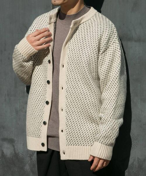 URBAN RESEARCH ROSSO MEN（アーバンリサーチロッソメン）の「『XLサイズあり』バーズアイ柄クルーニットカーディガン（カーディガン/ボレロ・メンズ・ネイビー/グレー/アイボリー/ブラック・SMALL/MEDIUM/LARGE/X-LARGE）」の6枚目の写真