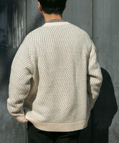 URBAN RESEARCH ROSSO MEN（アーバンリサーチロッソメン）の「『XLサイズあり』バーズアイ柄クルーニットカーディガン（カーディガン/ボレロ・メンズ・ネイビー/グレー/アイボリー/ブラック・SMALL/MEDIUM/LARGE/X-LARGE）」の7枚目の写真