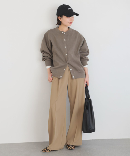 SLOBE IENA（スローブイエナ）の「《WEB限定/追加4》ダブルフェイスジャージースナップカーディガン（カーディガン/ボレロ・メンズ・ブルー系その他/カーキ・FREE）」の3枚目の写真