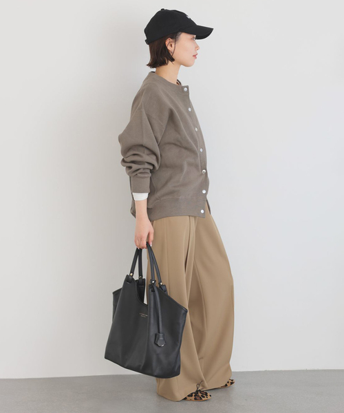 SLOBE IENA（スローブイエナ）の「《WEB限定/追加4》ダブルフェイスジャージースナップカーディガン（カーディガン/ボレロ・メンズ・ブルー系その他/カーキ・FREE）」の4枚目の写真