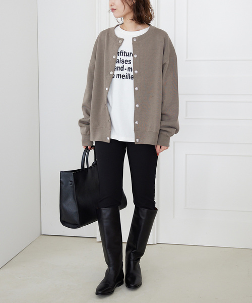 SLOBE IENA（スローブイエナ）の「《WEB限定/追加4》ダブルフェイスジャージースナップカーディガン（カーディガン/ボレロ・メンズ・ブルー系その他/カーキ・FREE）」の10枚目の写真