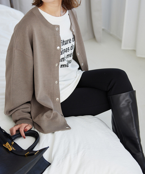 SLOBE IENA（スローブイエナ）の「《WEB限定/追加4》ダブルフェイスジャージースナップカーディガン（カーディガン/ボレロ・メンズ・ブルー系その他/カーキ・FREE）」の14枚目の写真