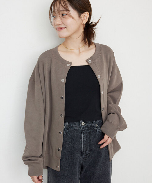 SLOBE IENA（スローブイエナ）の「《WEB限定/追加4》ダブルフェイスジャージースナップカーディガン（カーディガン/ボレロ・メンズ・ブルー系その他/カーキ・FREE）」の19枚目の写真