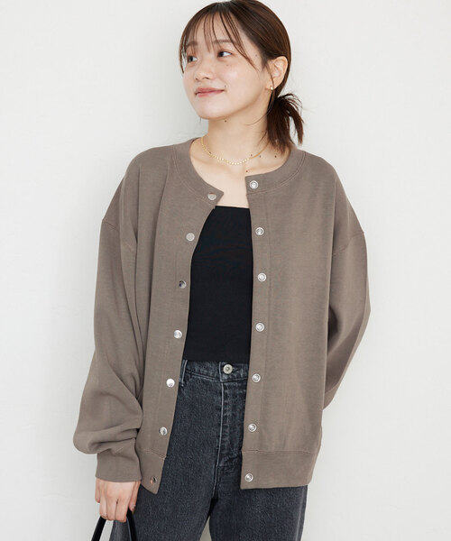 SLOBE IENA（スローブイエナ）の「《WEB限定/追加4》ダブルフェイスジャージースナップカーディガン（カーディガン/ボレロ・メンズ・ブルー系その他/カーキ・FREE）」の21枚目の写真