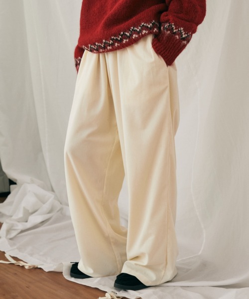 MERLOT(メルロー)の「コーデュロイワイドイージーパンツ(その他パンツ・レディース・ブラウン/アイボリー・FREE)」の2枚目の写真