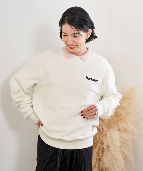 FREAK'S STORE(フリークスストア)の「Barbour × FREAK'S STORE/バブアー 別注 ALLEN BY CREW NECK SWEAT SHIRT/別注 ロゴスウェット(スウェット・レディース・グレー/ブラック/ホワイト・SMALL/MEDIUM)」の11枚目の写真